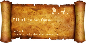 Mihalicska Absa névjegykártya